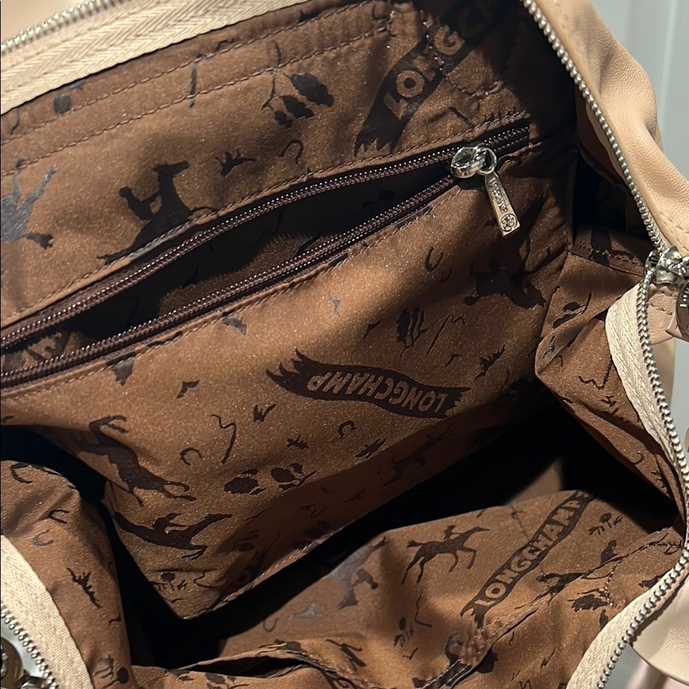 Longchamp Le Pliage Cuir Leather Handbag in Sandy color - Picture 9 of 15